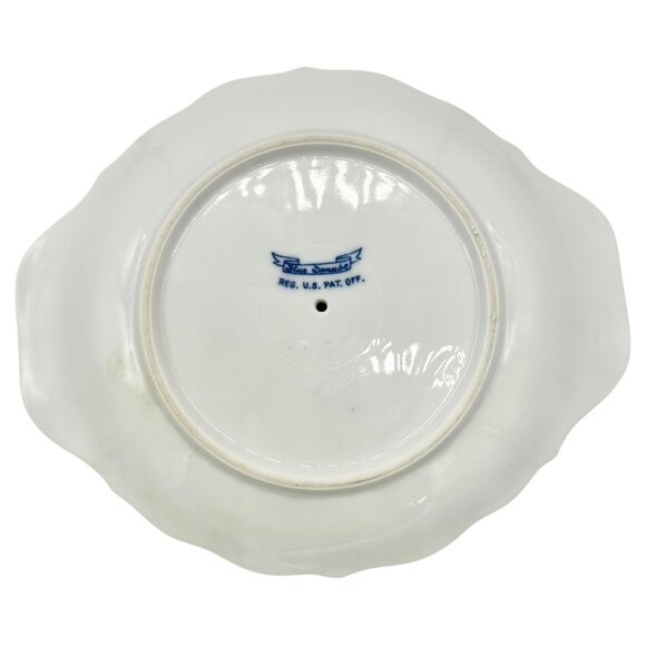 Blue Danube Double Spout Gravy Boat With Plate White Blue Floral Porcelain Vtg - Picture 2 of 9